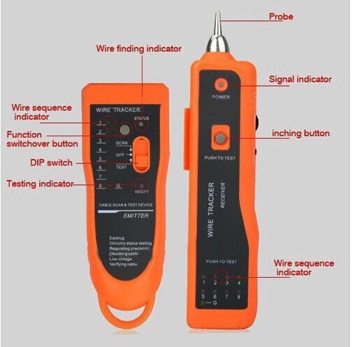 XQ-350 RJ45 RJ11 Cat5 Cat6 Fio Rastreador Scanning Detector de Rede Ethernet LAN Cable Tester Telefone Gerador de Diagnosticar Ferramenta