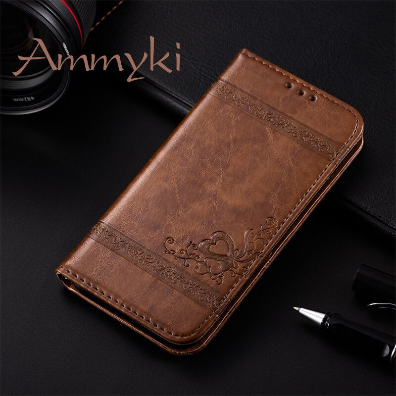 AMMYKI 5.5'For ASUS Zenfone 4 Selfie Lite ZB553KL Case PU leather Cover 5.5'For Asus ZenFone Live Plus X00LDA X00LDB case