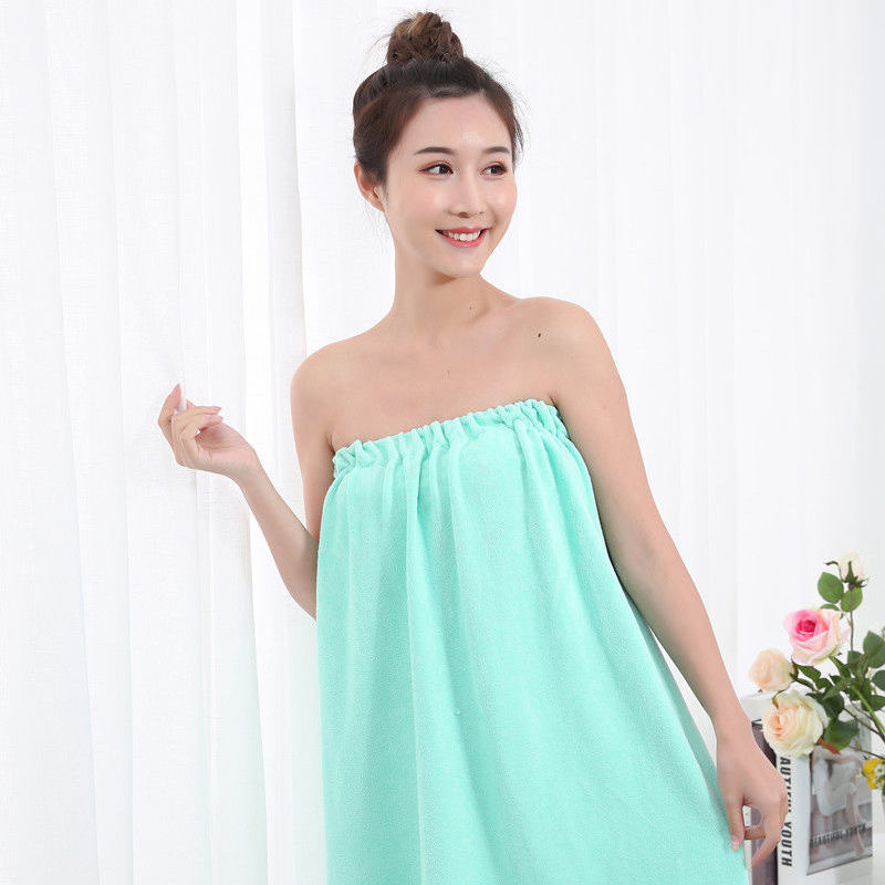 Solid Color Microfiber Quick-Drying Women Soft Bath Towel Absorbent Breathable Bathrobe Shower Washcloth for Bathroom Beach: 02 green