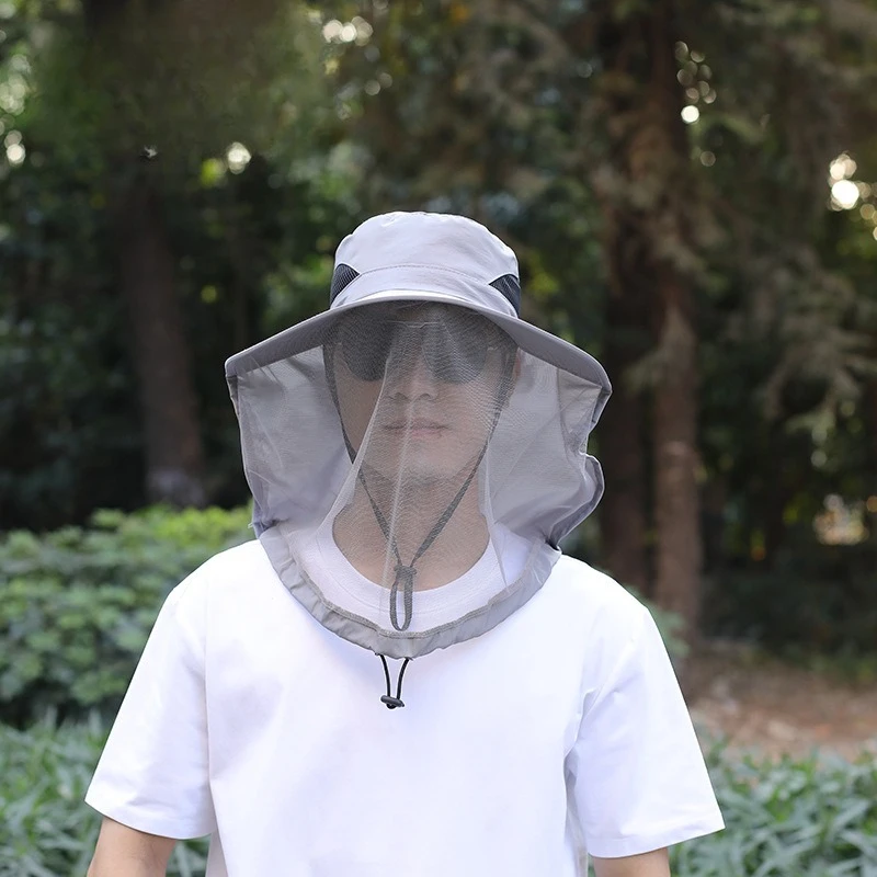 Anti-Mücken-Angelkappe, atmungsaktiv, verstellbar, Netzstoff, modischer, abweisender Insekten- und Bienenschutz für draussen-Camping: MULTI