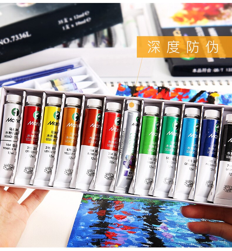 12Ml 36 Kleur Gouache Set Student Kunstenaar Tekening Professionele Set Reclame Art Milieubescherming Pigment