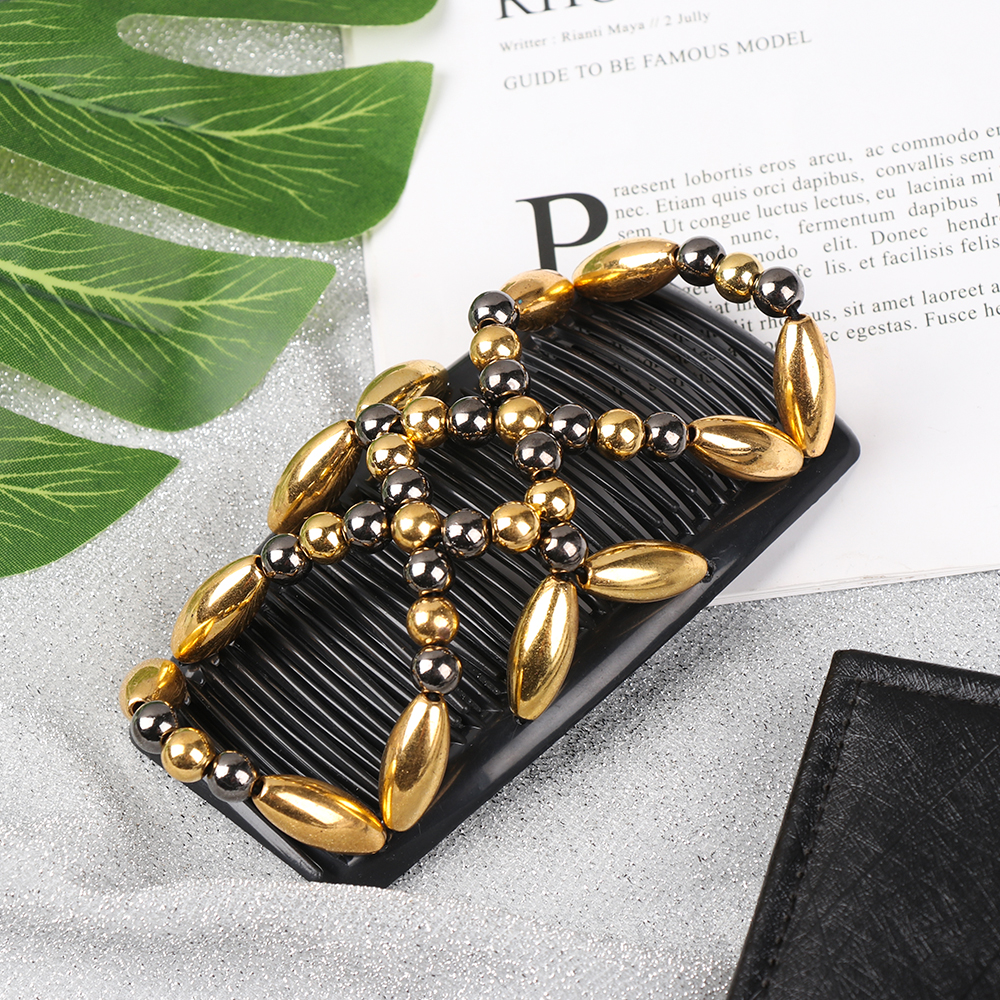 Kralen Magic Hair Kam Elastische Dubbele Kam Haarspeld Handgemaakte Stretch Haar Clip Diy Plastic Styling Tool Voor Vrouwen