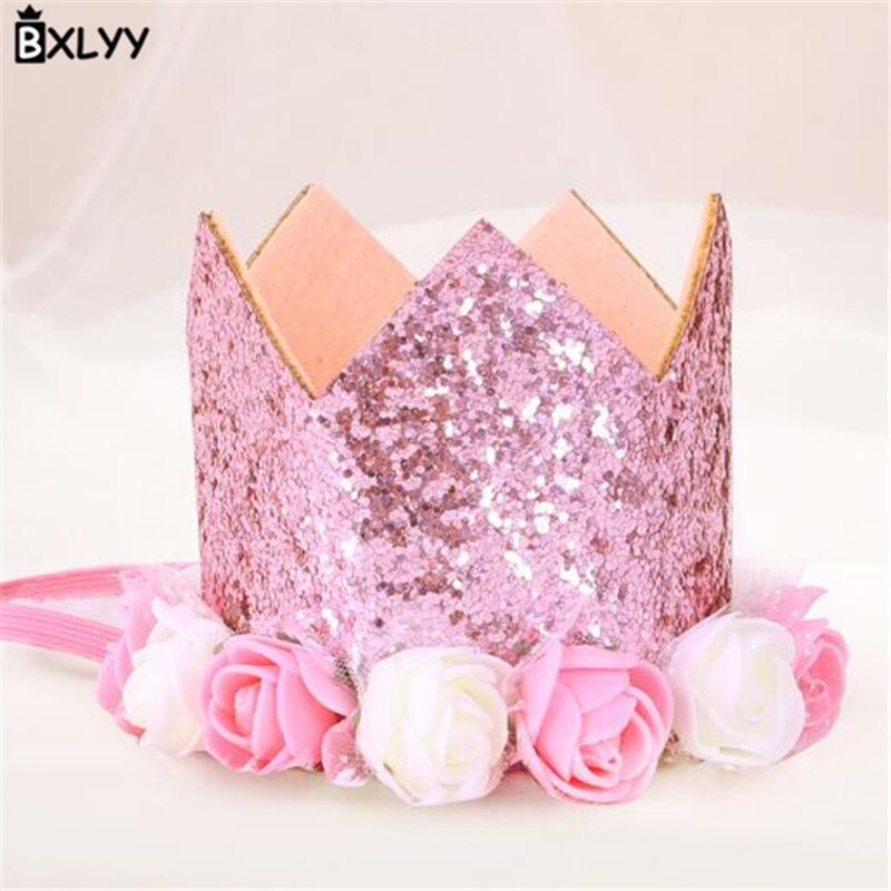 Bxlyy blomma krona födelsedag hatt barn födelsedagsfest dekoration foto rekvisita land bröllop dekoration påsk  .7z: Rosa