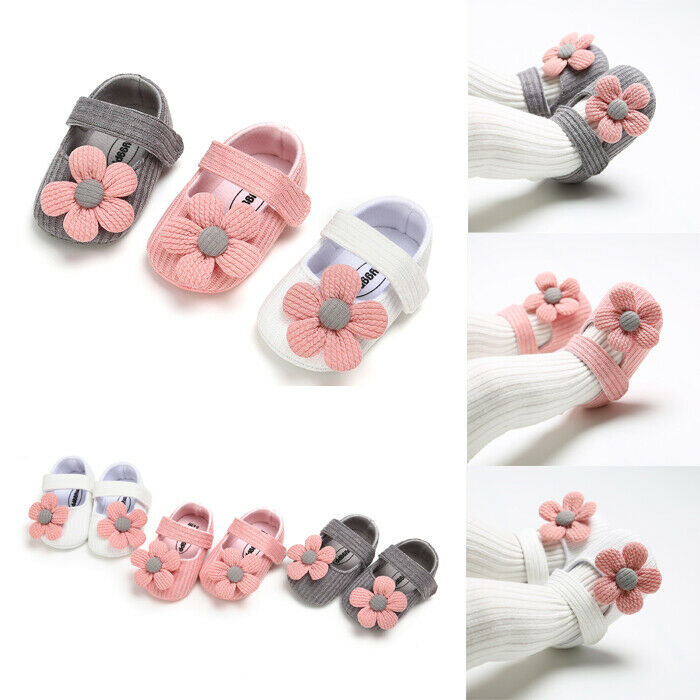 Stilfulde baby toddler pige sko søde 3d blomster bløde såle krybbe sko blomst bomuld prewalker sko 0-18 måneder