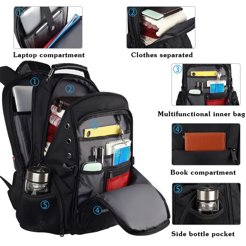 40L Large Capacity Backpack Men Multi Layer Pocket Backpack Business Bag Anti-theft Laptop Back Pack Travel Bagpack mochila