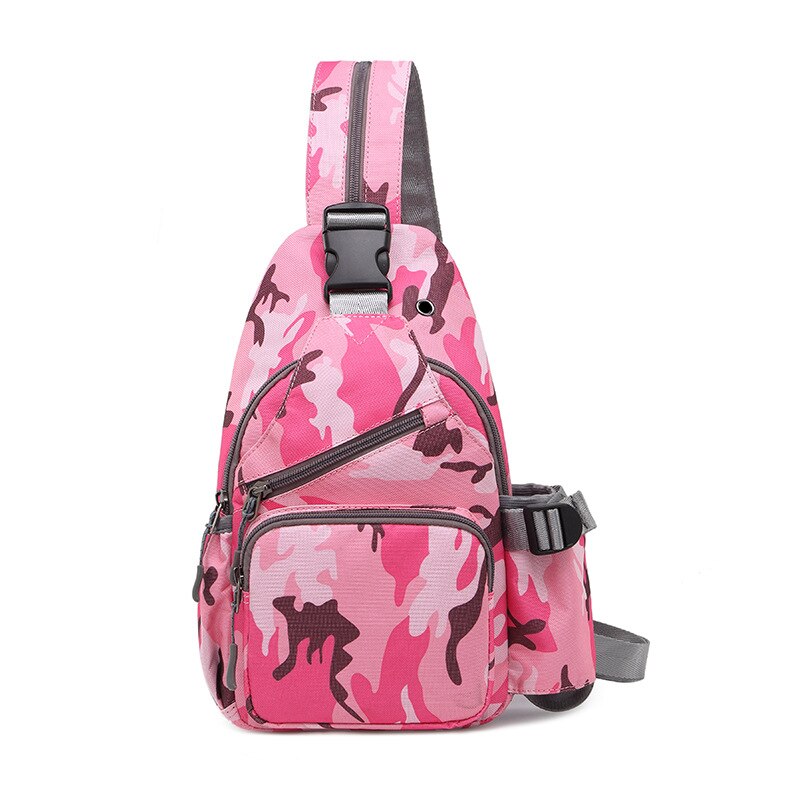 Bolso bandolera para mujer, Bolsa para el pecho, bolso para mujer, bolso bandolera para mujer, bolso de hombro inclinado para hombre, bolso rojo de verano: pink camouflage