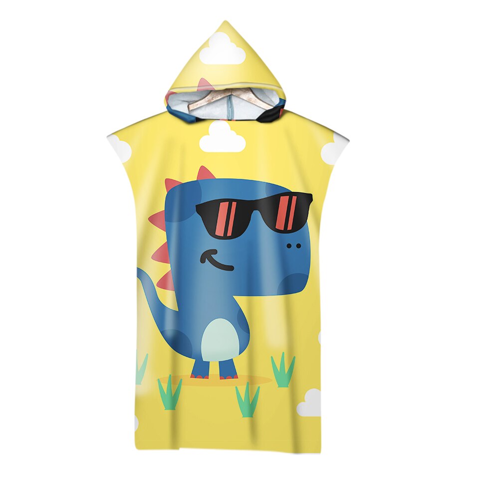 Dinosaur Cartoon Printed Microfiber Beach Towel For Kids Adults Soft Hooded Bath Towels Swimming Cloak: 5