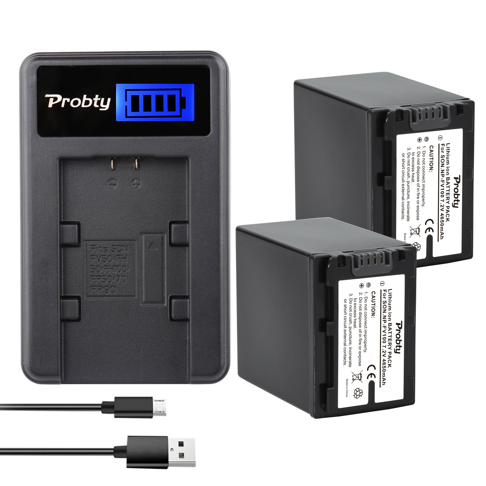 4650mAh NP FV100 NP-FV100 FV100 Batteries + LCD USB Charger for Sony NP-FV30 NP-FV50 NP-FV70 SX83E SX63E FDR-AX100E AX100E: green