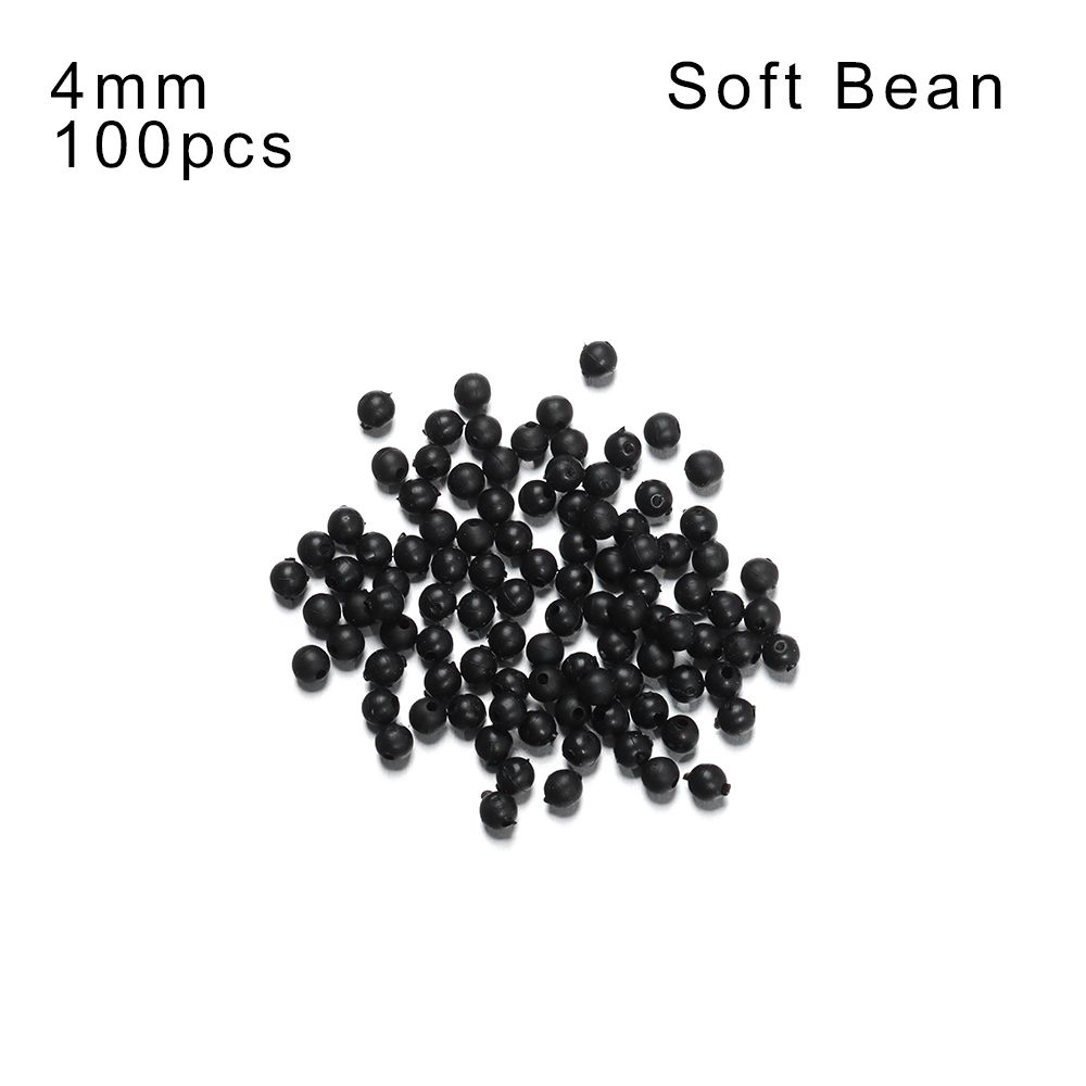 100PCS 3mm-12mm Plastic Black Round Fishing Floats Beads Spacer Stopper Soft Hard Beans Fishing Lures Bait Hook Rig Accessories: black
