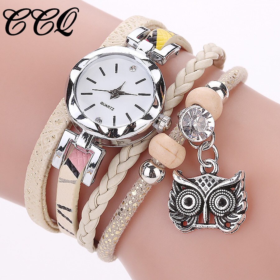 luxe femmes filles Bracelet analogique Quartz montre hibou pendentif dames Bracelet montre strass montre-Bracelet Relogio Feminino