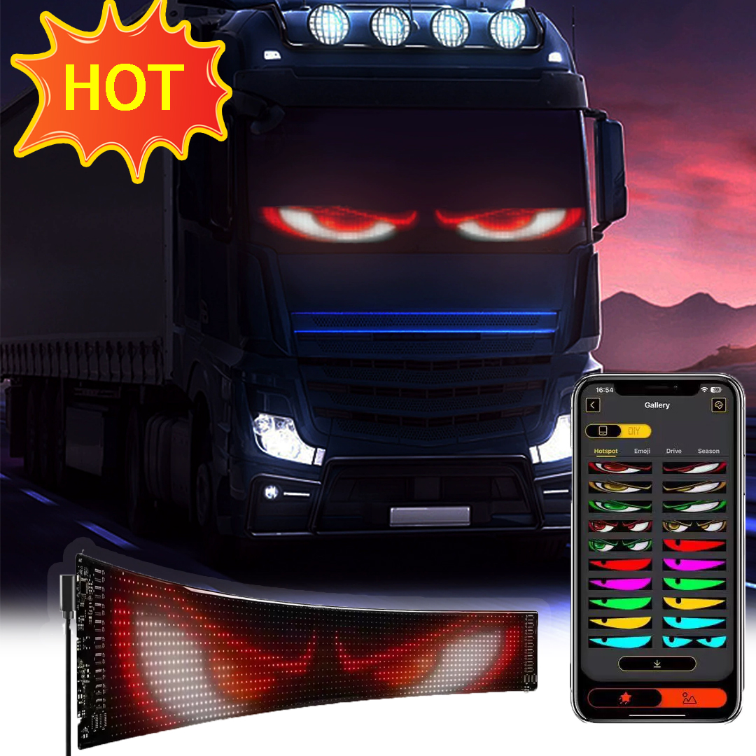 Scrollende reklame led-skilt led-øjne til lastbil usb-appstyring brugerdefineret tekstmønster programmerbart display lastbil bil djævleøje