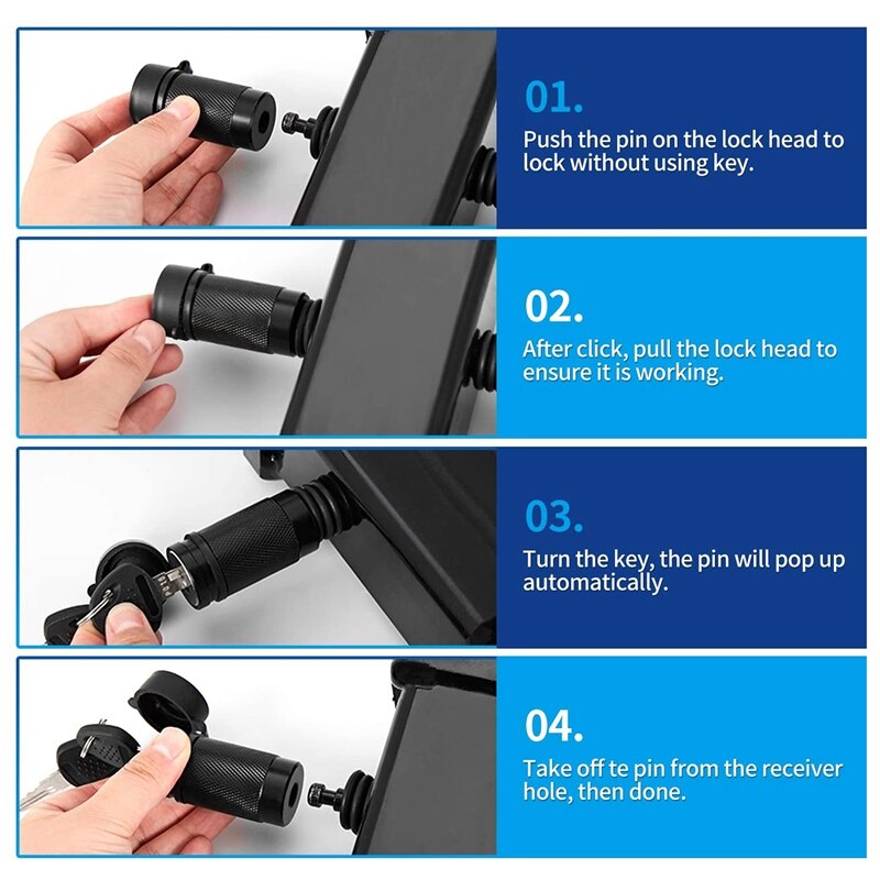 Trailer Hitch Receiver Coupler Lock Kit, Long Trailer Hitch Lock Receiver Pin Lock for Class III IV Receiver, Dia