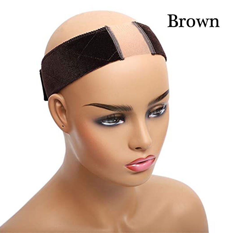 LIHUI Wig Grip Band With Double Sided Velvet Adjustable Wig Hair Band Wig Elastic Band Brown/Black/Beige Hand Made Non-Slip: Brown
