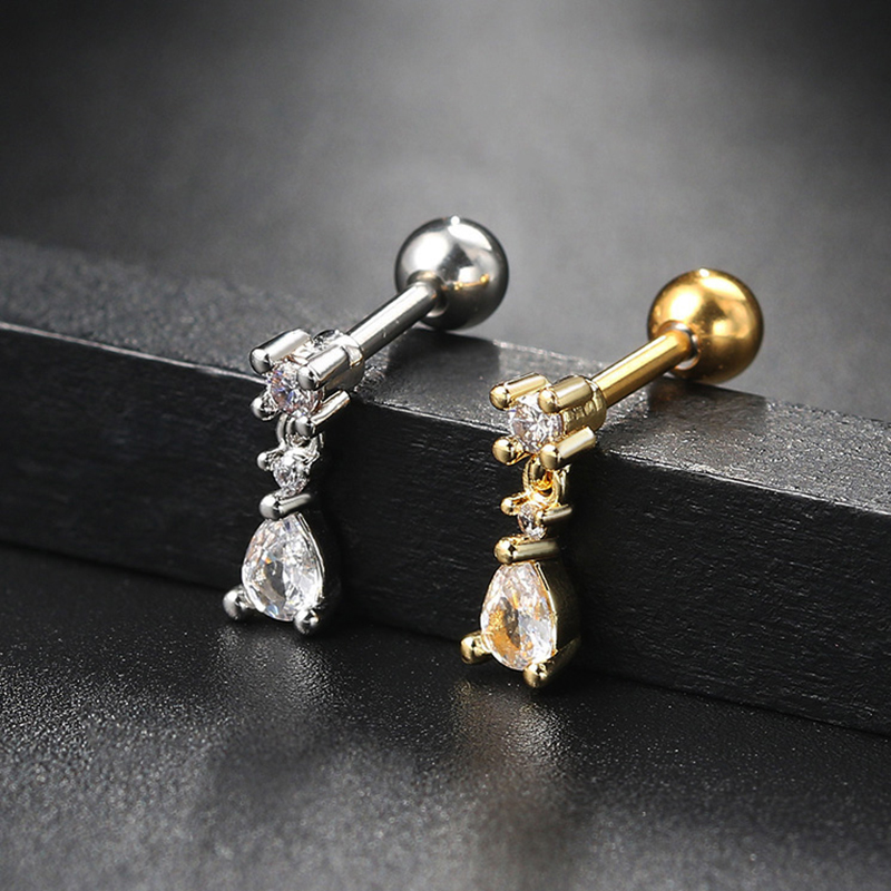 Boucles d'oreilles Cartilage en acier inoxydable pour femmes, Piercing de Septum, Zircon, papillon, cerceau d'oreille, Lobe, Tragus, hélice, bijoux, 2023