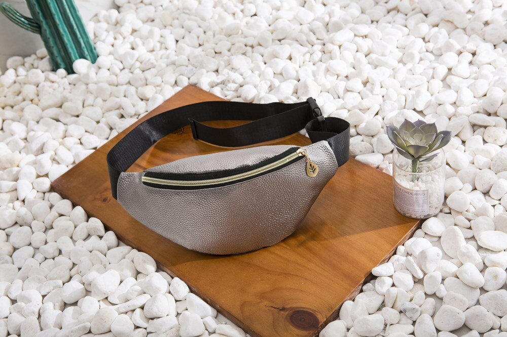 Vanntett midje fanny pack belte bag veske reise sport hip veske menn kvinner rygg dame pu ensfarget midje pakker: E