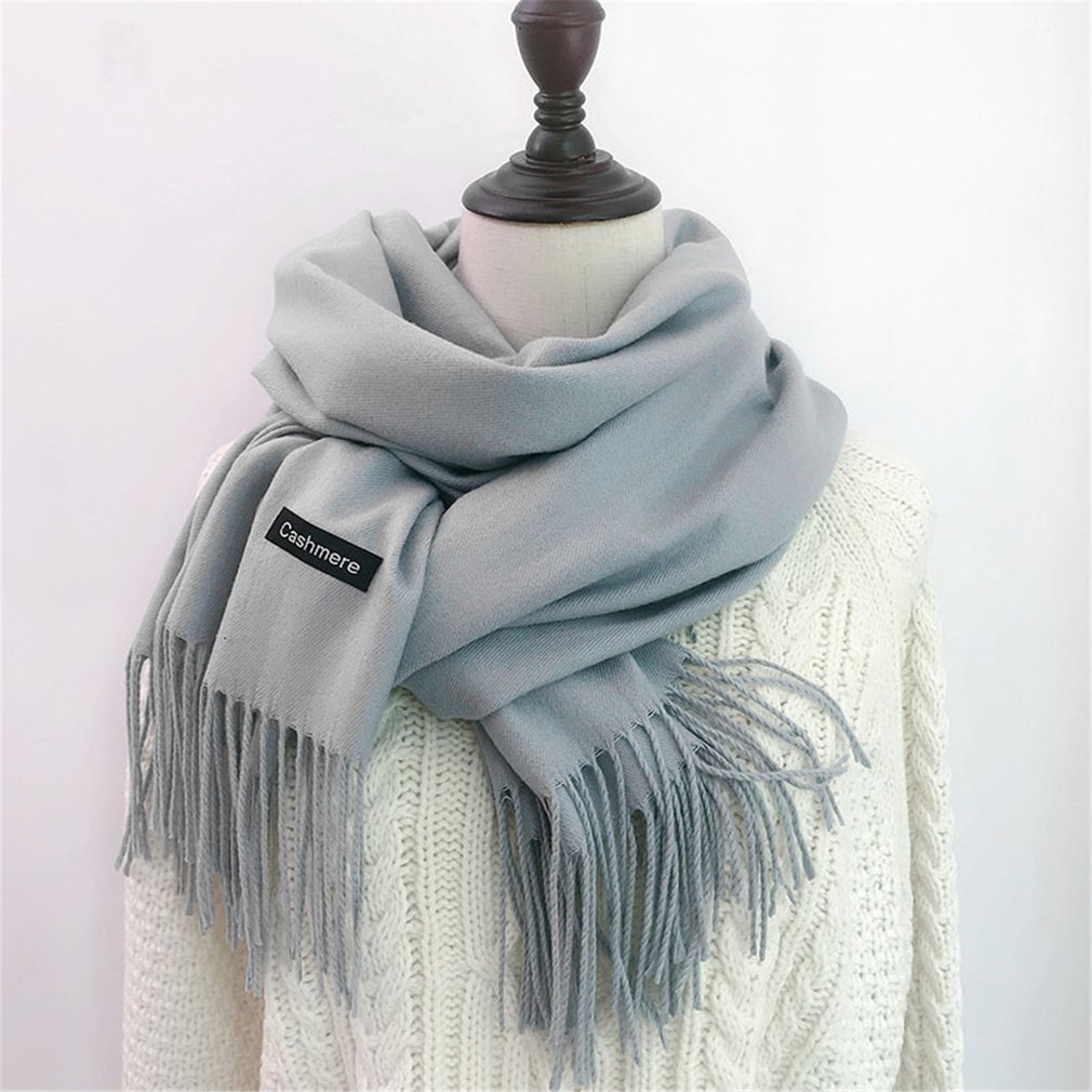Zachte Kasjmier Sjaals Vrouwen Herfst Effen Kleur Wraps Dunne Lange Sjaal Met Kwastje Casual Lady Winter Vrouwelijke Sjaal: Army Green