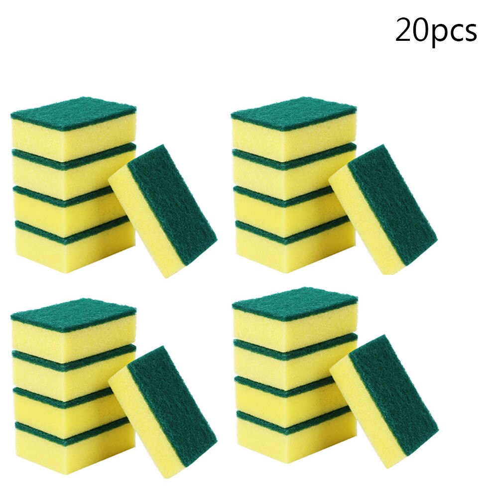 30pcs Double-sided Decontamination Cleaning Dishwashing Sponge Kitchen Nano Emery Magic Clean Rub Pot Rust Focal Stains Sponge: 20pc 10x7x3cm