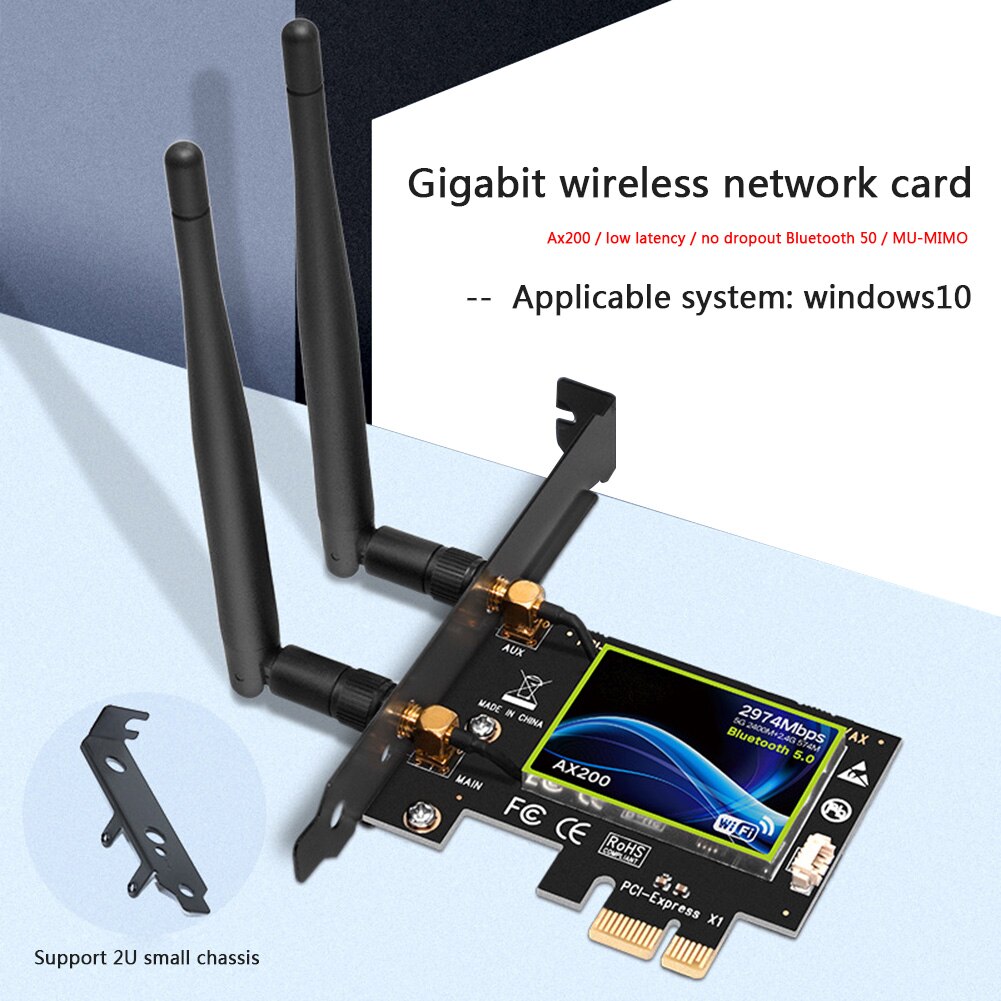 Ax200 2.4g/5ghz sem fio wifi adaptador 2974mbps banda dupla bluetooth 5.0 sem fio pci-e adaptador wi-fi receptor antena placa de rede