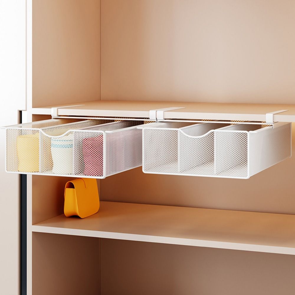 Pull-out Partition Cabinet Mesh Drawer Breathable Smooth Slide Closet Hanging Basket Large Load Bearing Space Saver