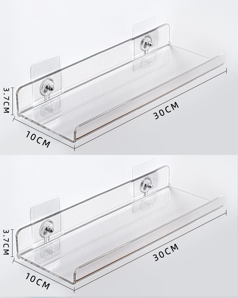 Estante de almacenamiento de acrílico montado en la pared para baño, organizador de cocina, estantes de exhibición, estante de pared decorativo sin perforaciones: plum