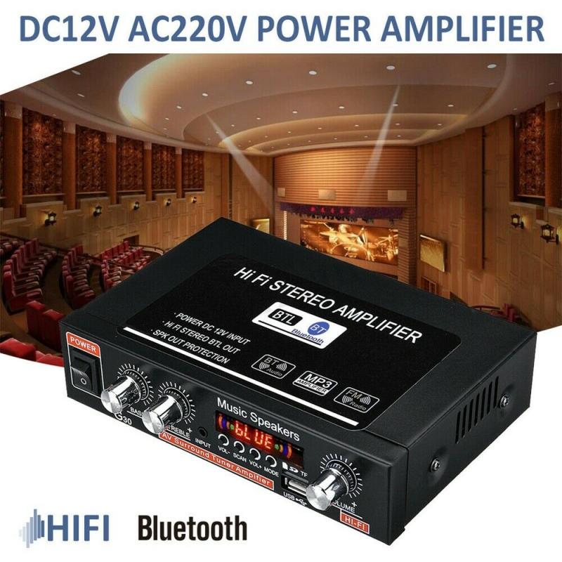 1pcs G30 Digital Home Amplifier Bluetooth Hifi Stereo Subwoofer Music Player Support Fm Tf Aux 2 Channel With Remote Control