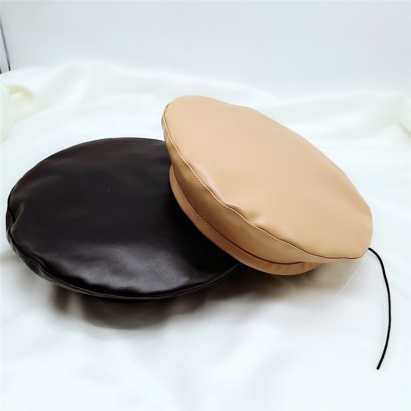Nowe damskie berety PU skórzany beret osobowość ośmioboczna czapka dorywczo wdzięku beret czapka stylowe czapki artysty