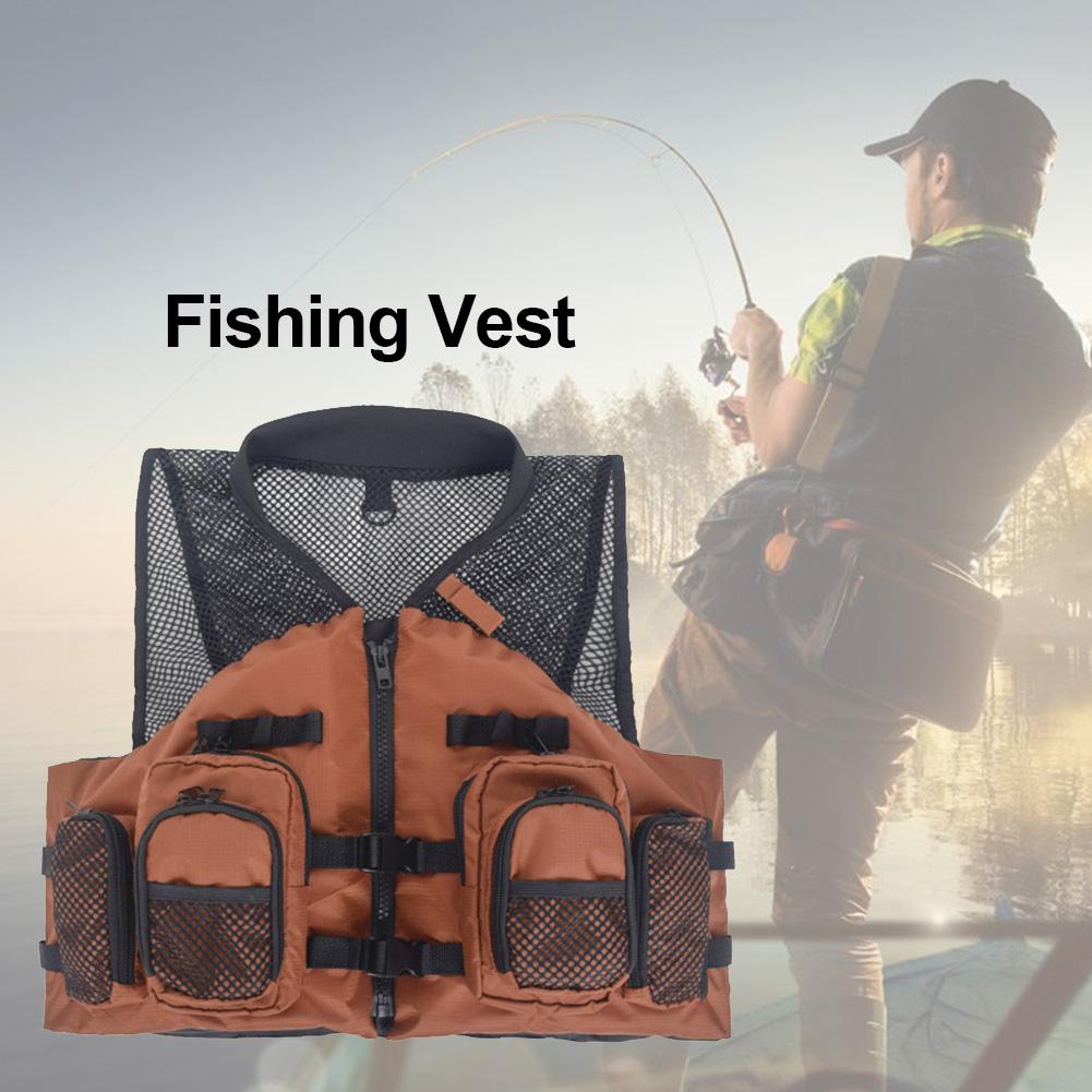 Fiskevest generell størrelse multifunksjonsjusterbar meshvest med utendørs fiskevestjakke