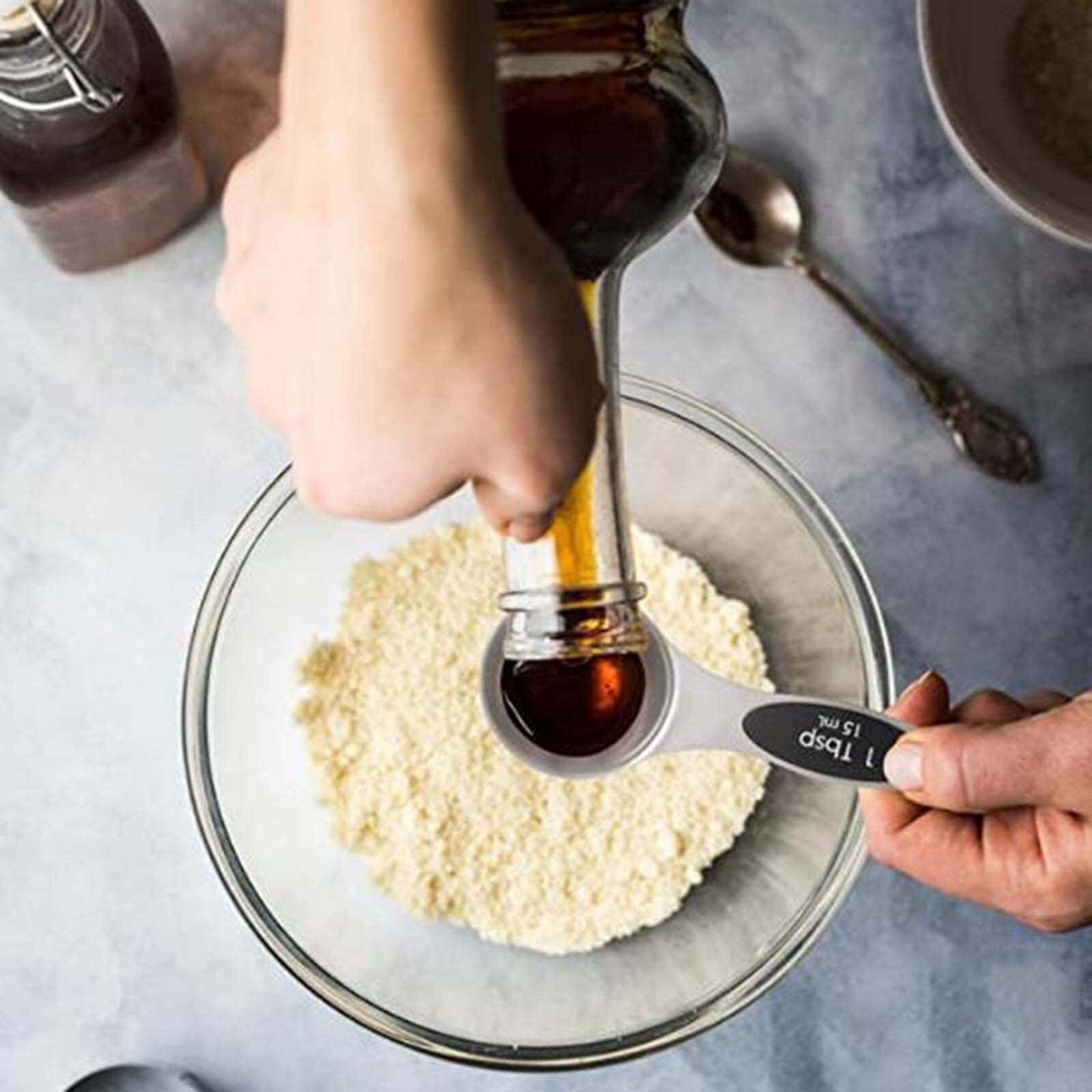 8 pièces en acier inoxydable cuillère à mesurer magnétique Double têtes cuillères à mesurer tasses à mesurer cuillères Scoop accessoires de cuisine #41