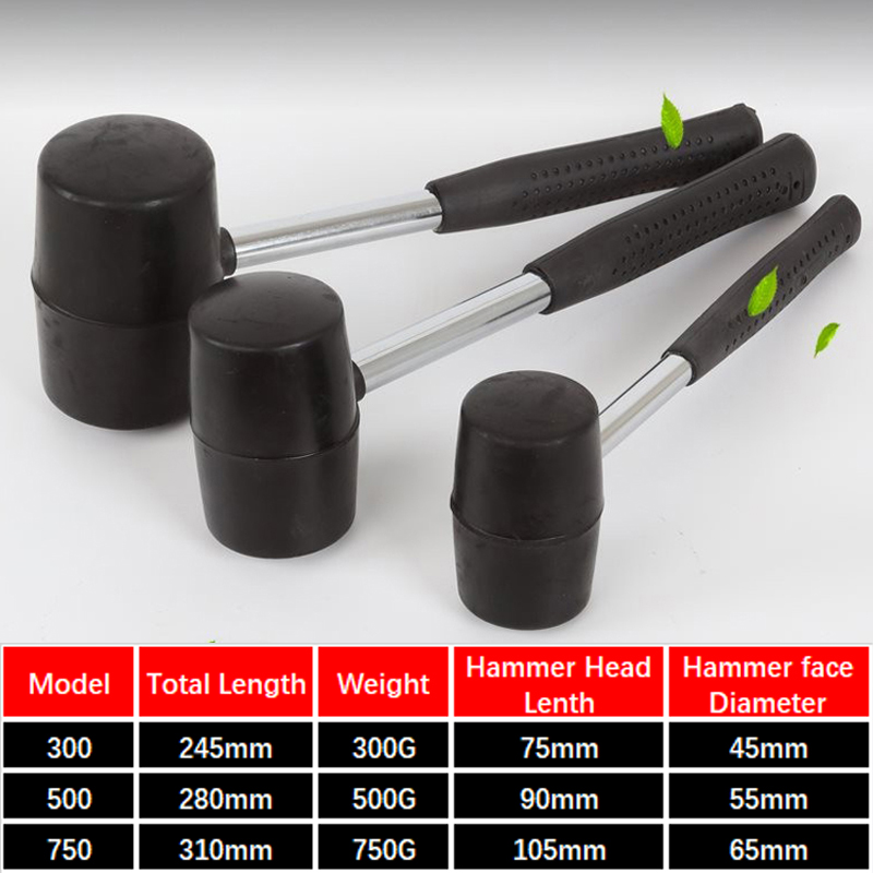Marteau d'installation de carrelage en caoutchouc, outil de construction, outil de carrelage multi-outils, maillet en caoutchouc, outils à main, décoration, 300-750g