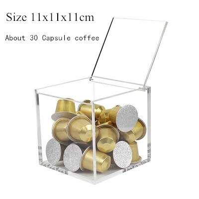 Gennemsigtig nordisk akryl nespresso kaffepuder holder display rack kaffe kapsel stativ køkken kapsel opbevaring rack: 11 x 11cm