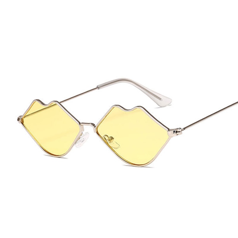 Small Frame Sunglasses Women Retro Lips Mirror Metal Sun Glasses Female Vintage Brand Lunette De Soleil Femme