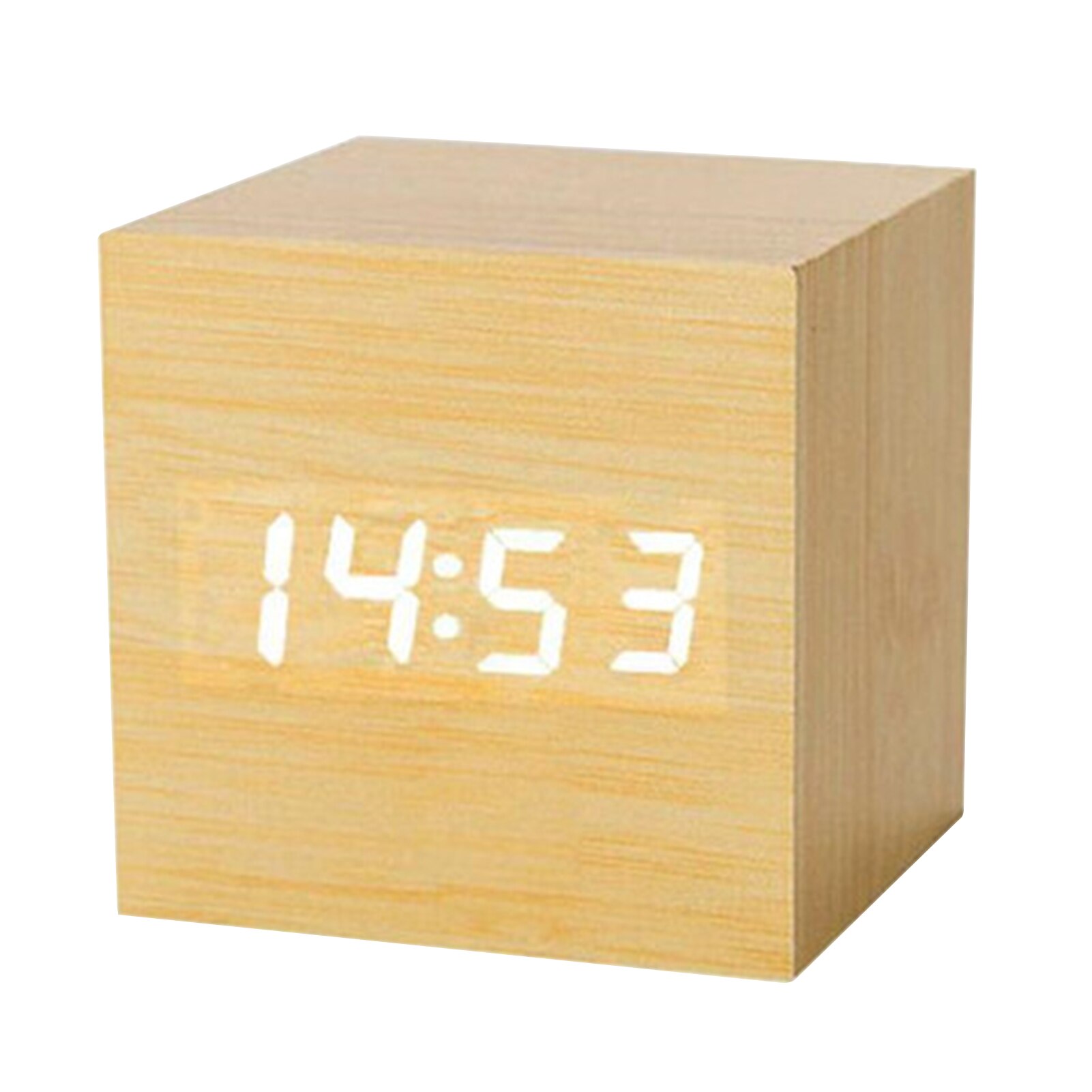 Numérique Réveil LED MONTRE En Bois Horloge de Table De Commande Vocale Électronique en Bois Horloges de Bureau Avec Jour Date D'humidité de la Température: Khaki