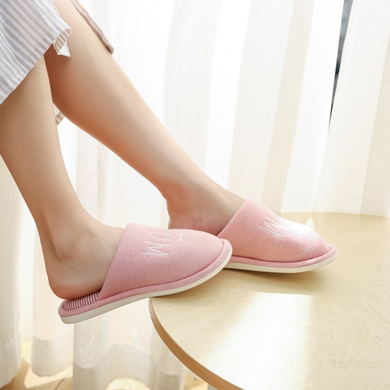ASIFN chaussons pour hommes japonais femmes intérieur coton tongs bois hiver Couple lettres antidérapant fond souple Zapatos Mujer