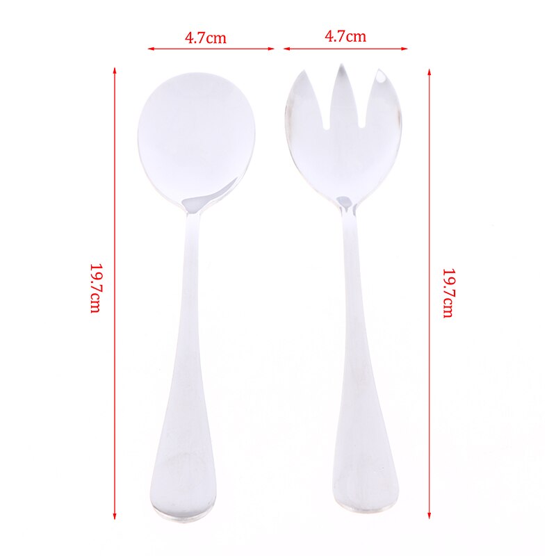 2Pcs Salade Spoonfork Rvs Bestek Set Opscheplepel Setcolorful Lepels: SV