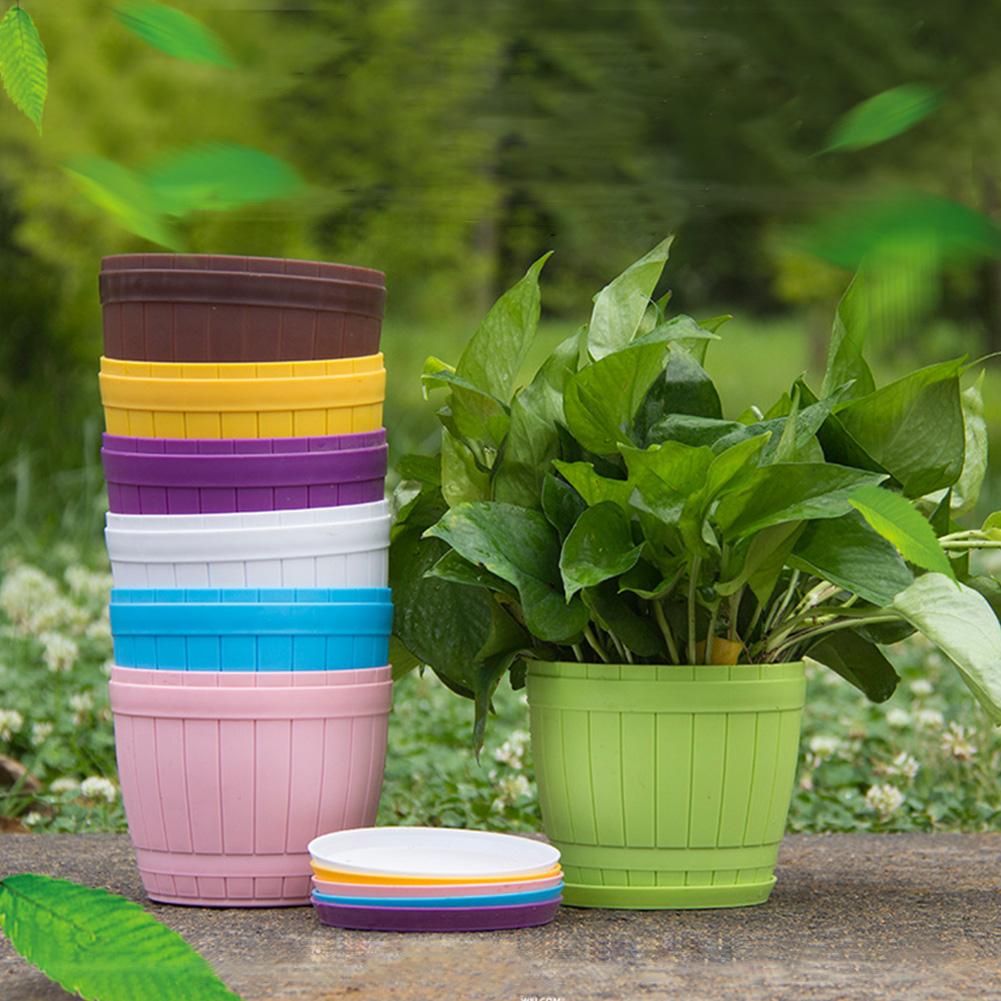 Planteur en plastique coloré Pot de fleur plaques ensemble Pots de plantes conteneurs de jardinage avec des trous de drainage garder le sol drainé et ventilé