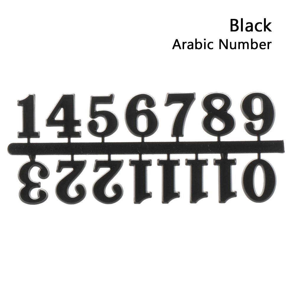 1 Set DIY Restore Repair Tools Digital Roman Numerals Arabic Number Clock Numerals Accessories Quartz Clock Parts: black-arabic number