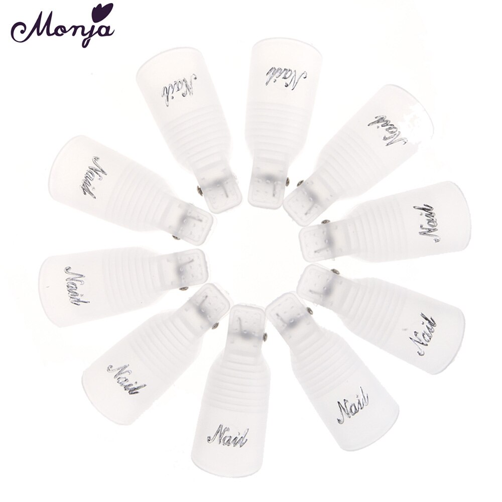 10pcs Wearable Acrylic Nail Clip Nail Polish Removers Plastic Nail Art Soaker Caps Clip UV Gel Tool Resurrection Clip: White