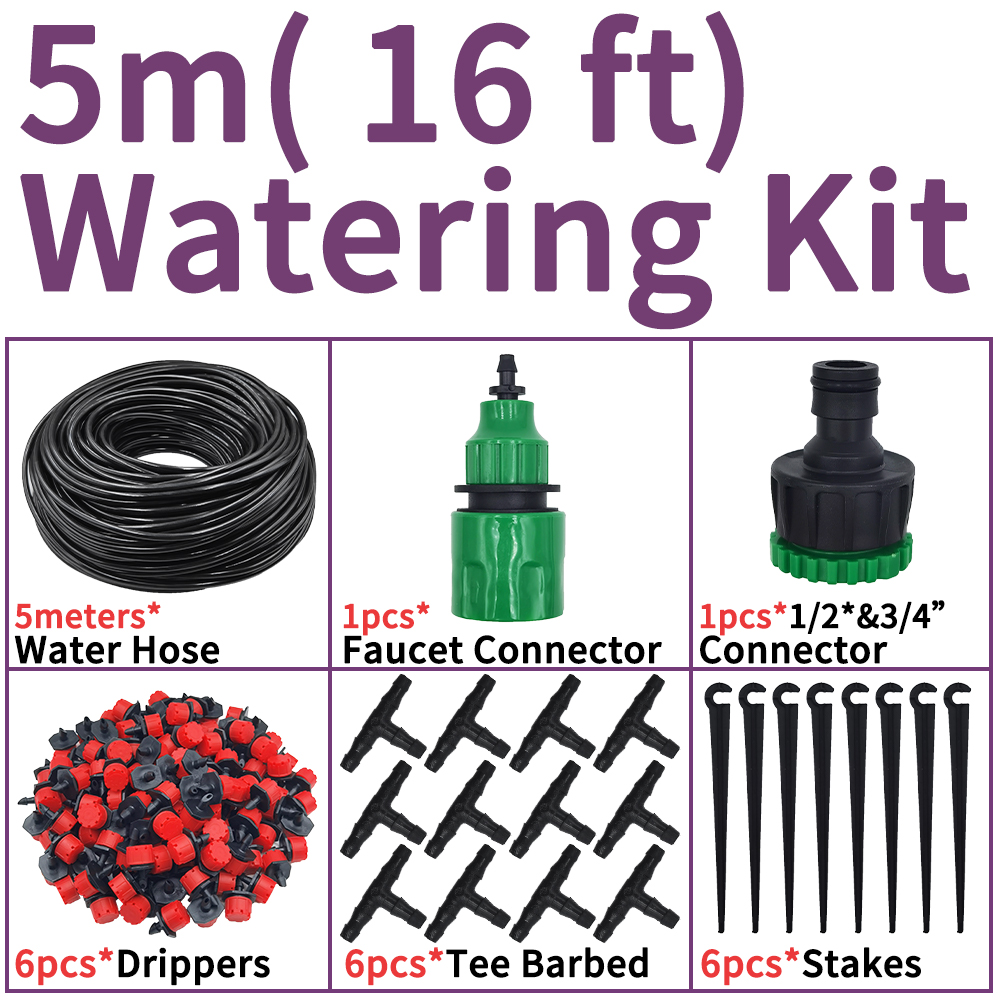 5M-25M DIY Drip Irrigation System Automatic Watering Garden Hose Micro Drip Garden Watering Kits with Adjustable Drippers: Light Grey