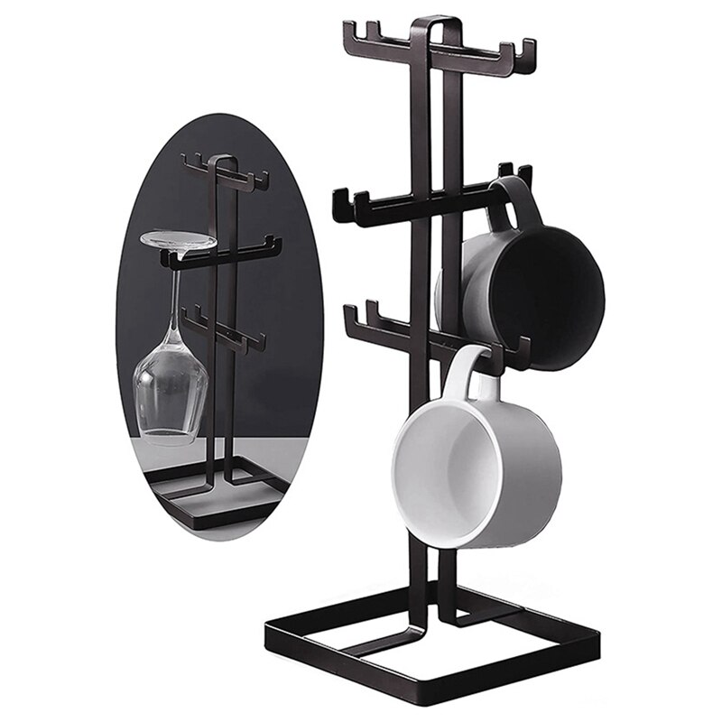 Mug Tree Holder with 12 Hooks for Cup Mug, Mug Rack Stand Stemware