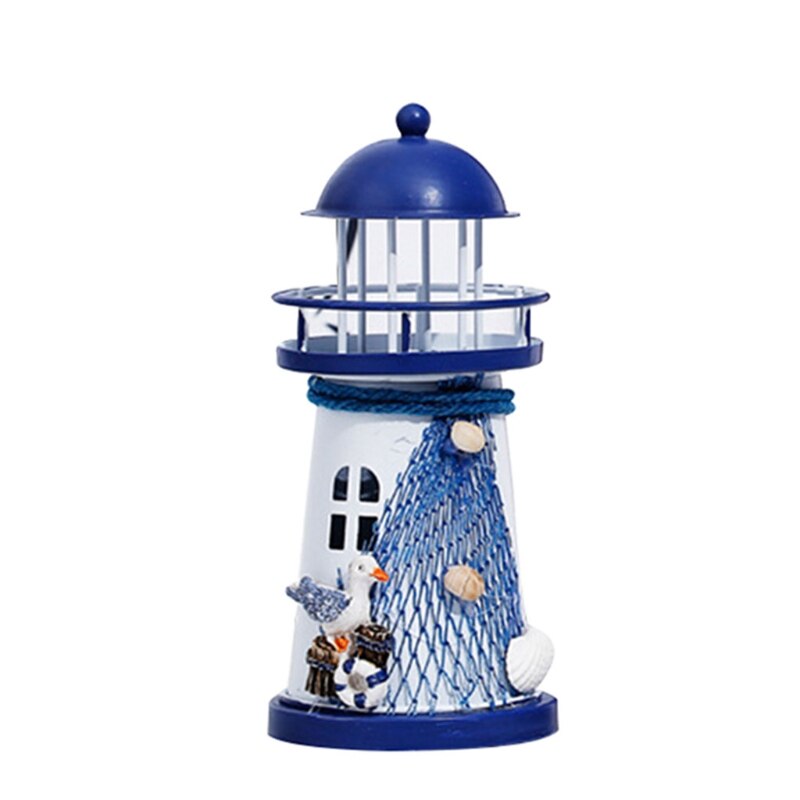 J2FA Retro lighthouse candlestick Mediterranean Candle Holders Style Wrought Iron nostalgic Bar Home decoration: S