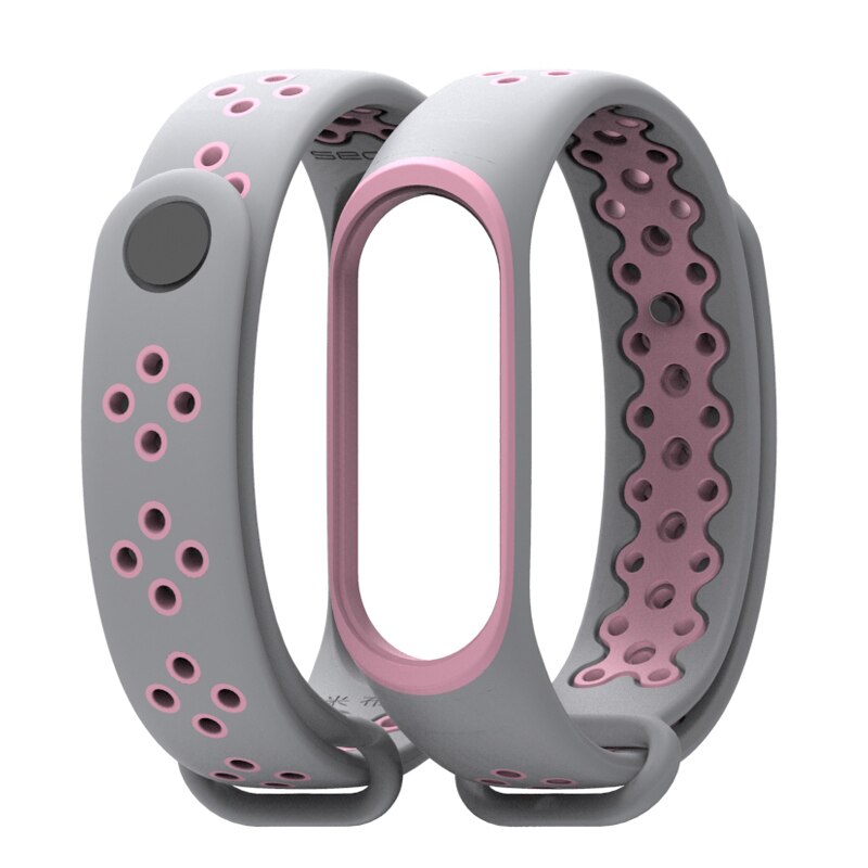 Horloge Band Voor Xiaomi Mi Band 3/4 Horloge Riem Sport Armband Voor Mi Band 3 4 Smart Horloge siliconen Band Voor Mi Band 3 4: Gray Pink