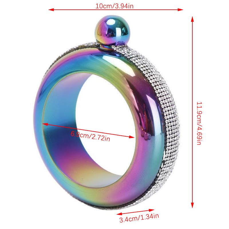 Wine Bottle Bangle Hip Flask Round Chic Hip Flask Bracelet Shape Water Bottle 3.5 Oz Drinkware For Whiskey Vodka