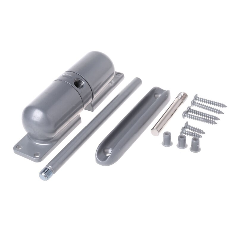 1 Set Adjustable Surface Mounted Spring Door Closer Automatic 180 Degree Not Positioning Door Hardware 10-70 KGS: gray
