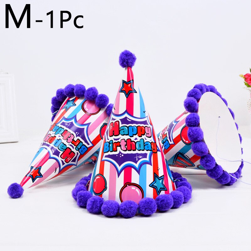 Birthday Caps Baby Kid Rainbow Birthday Party Hat Child Crown Decoration Pompon Paper Cap Cartoon Pattern Festival Birthday Hat: M