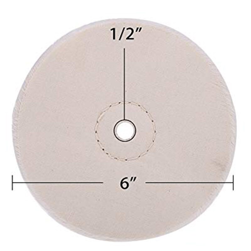 3-Piece 6-Inch Mirror Polishing Wheel Set Cotton Wheel for Bench Grinder Tools with 1/2 Inch Arbor Hole