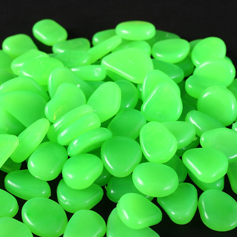 100Pcs Fluorescent Resin Stone Garden Decoration Glowing Garden Pebbles In The Dark Garden Courtyard Lawn Luminous Stone: green