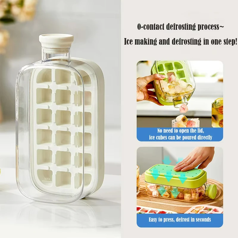 Isterningbakke med låg 500/800ml silikone isterningbakke til fryser 2 in 1 gennemsigtig kop med låg sugerør kop fødevaregodkendt isterningkedel