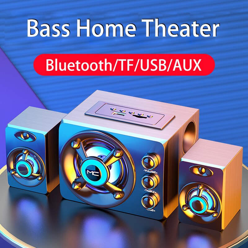Led Computer Combinatie Luidsprekers Aux Usb Bedrade Draadloze Bluetooth Audio Systeem Home Theater Surround Soundbar Voor Pc Tv