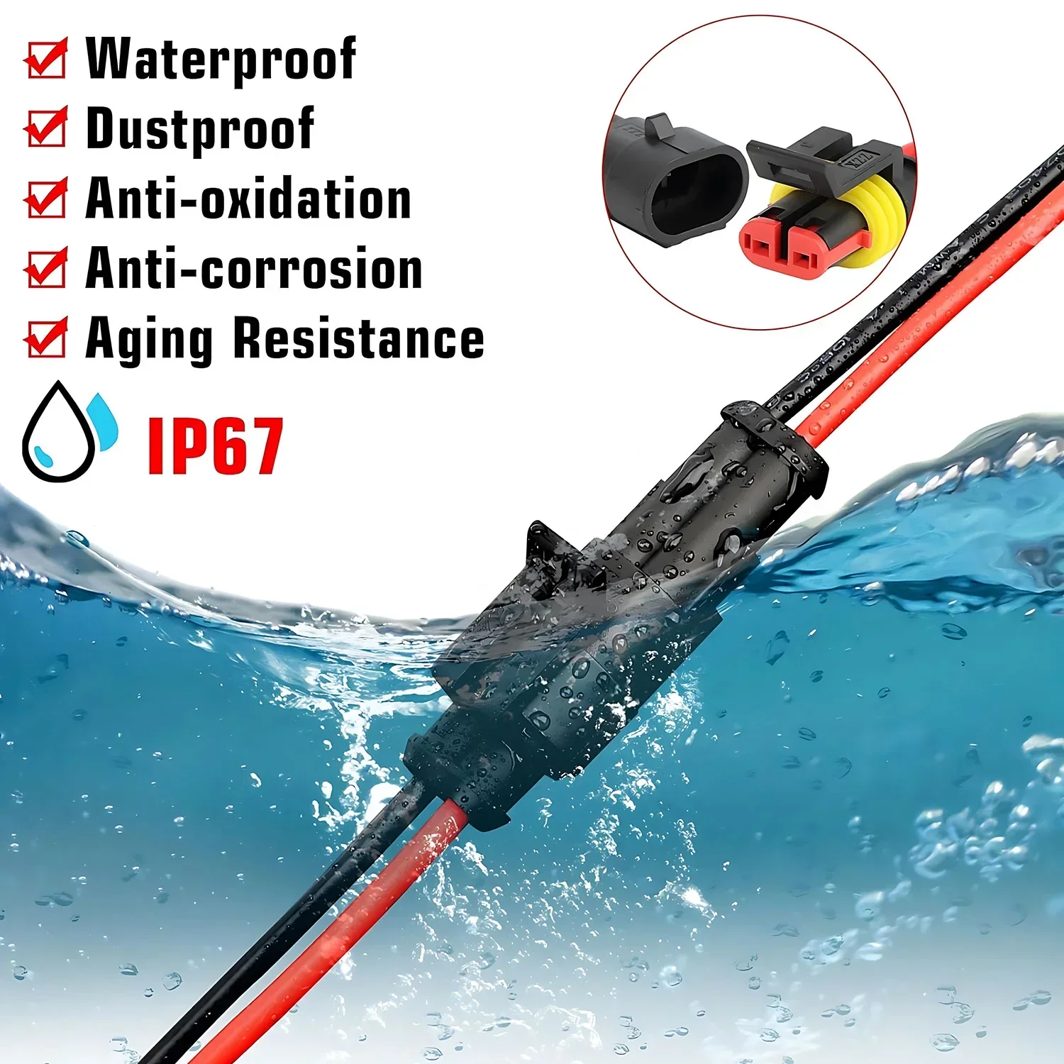 Wasserdichte 2-polige Kabelverbinder – Kfz-Steckverbinder-einstellen für Auto, LKW, Motorrad, Marine, Stiefel, Schnellverbindungsersatz