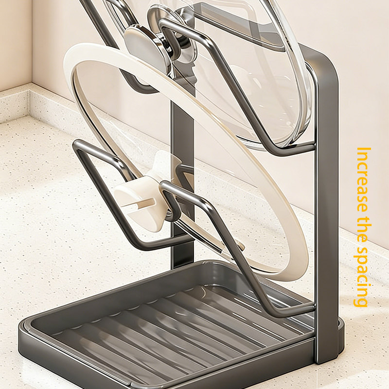 Kitchen Countertop Pot Lid Organizer Household Storage Drain Chopping Board Shelf Punch-free Storage Rack